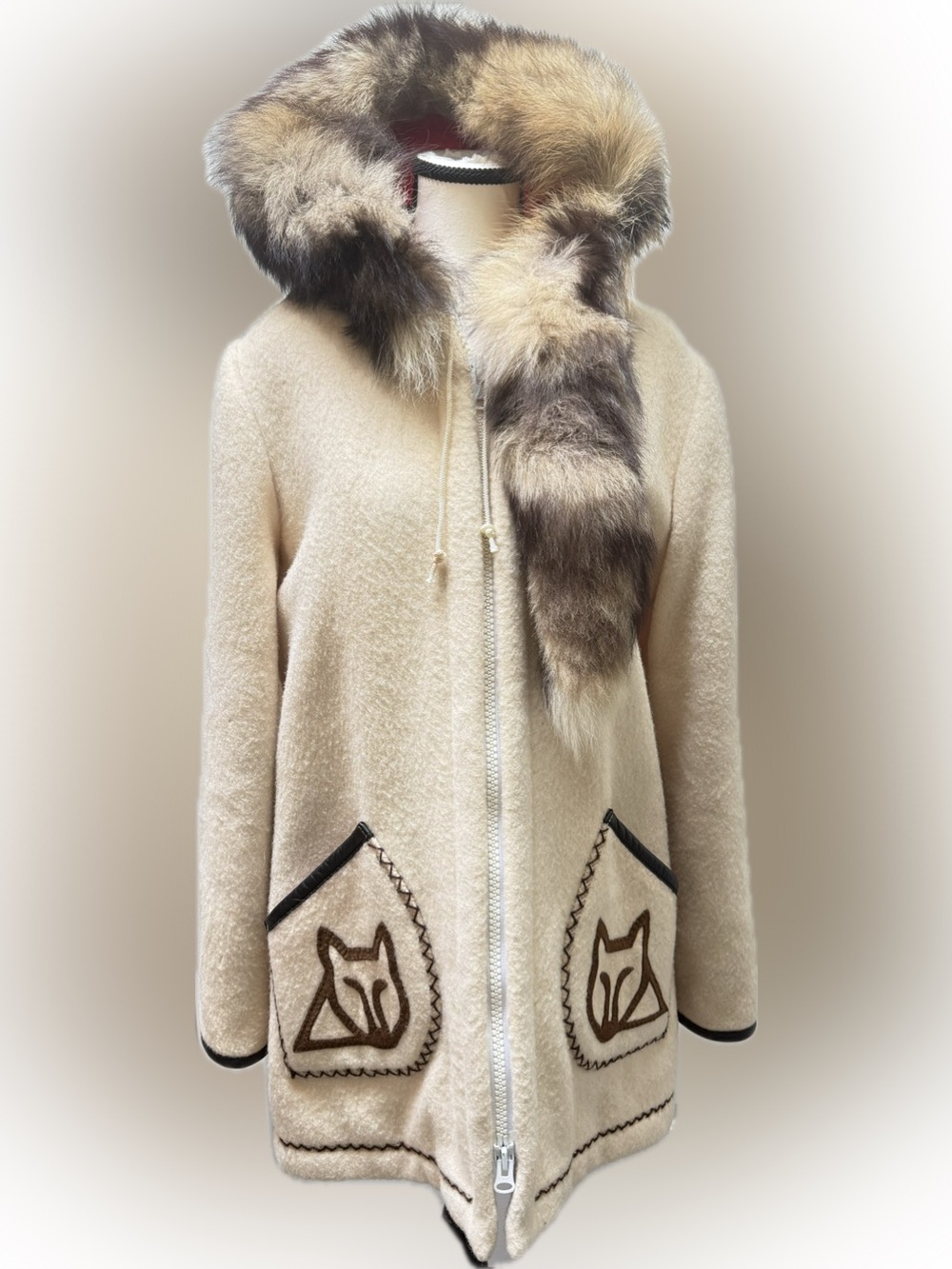 JAMES BAY Vintage Wool Appliqué Fur Parka
